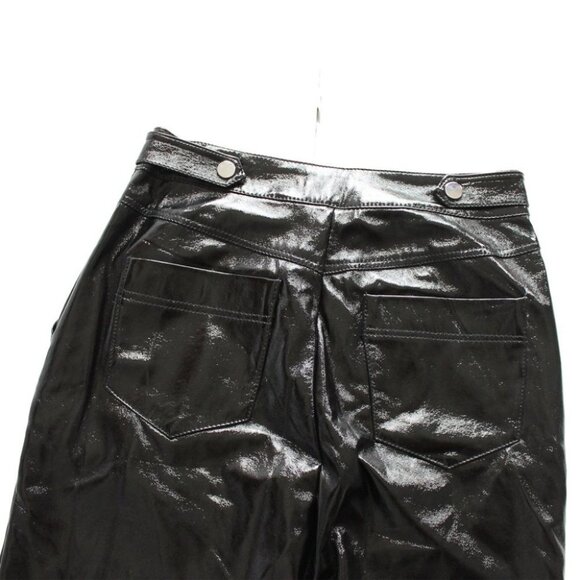 NEW Topshop Women's Black Lily Straight Leg Faux  Leather Size 2 Medium Pants - Picture 5 of 12